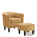 Yellow Velvet Barrel Chair and Ottoman Set