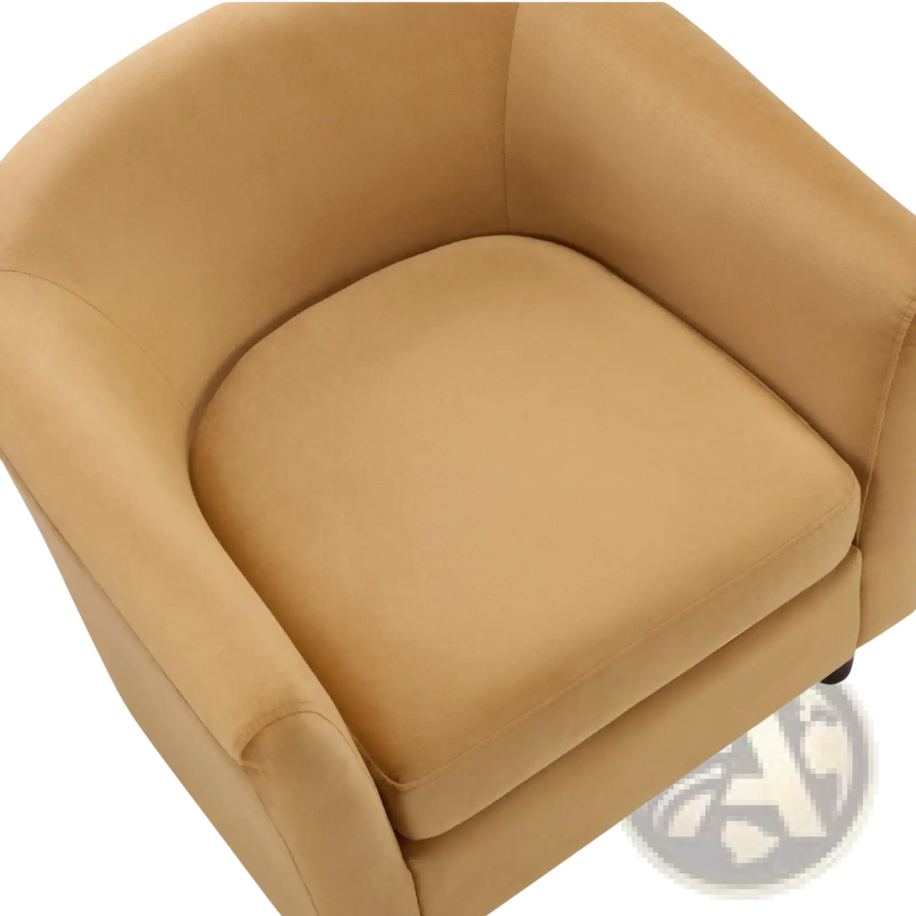 Yellow Velvet Barrel Chair and Ottoman Set