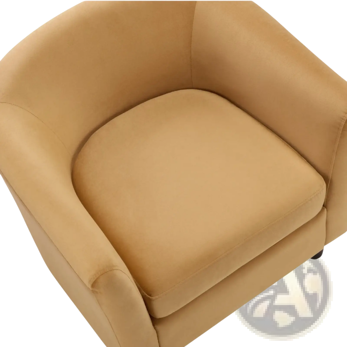 Yellow Velvet Barrel Chair and Ottoman Set